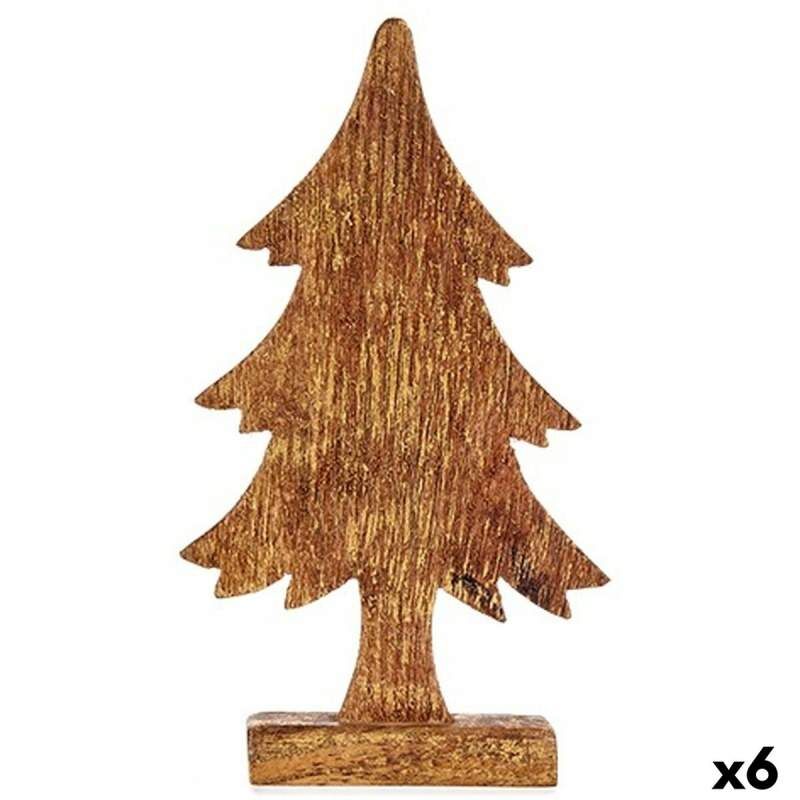 Decorative Figure Christmas Tree Golden Wood 5 x 31 x 15,5 cm (6 Units)