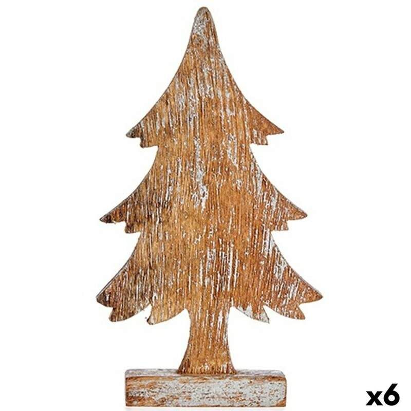 Statua Decorativa Albero di Natale Argentato Legno 5 x 31 x 15 cm (6 Unità)