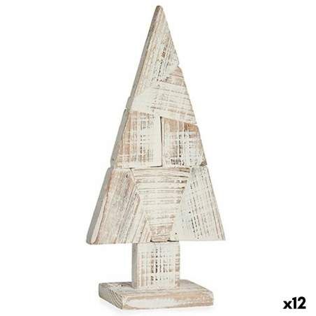 Statua Decorativa Albero di Natale Bianco Naturale Legno 9 x 41,5 x 20 cm (12 Unità)