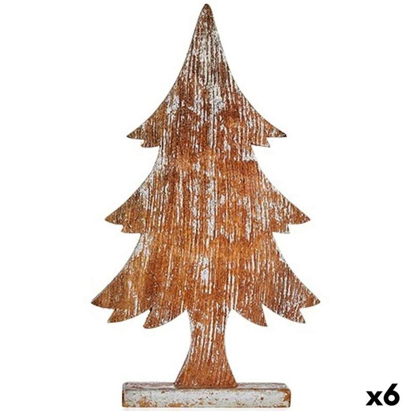 Statua Decorativa Albero di Natale Argentato Legno 5 x 49,5 x 26 cm (6 Unità)