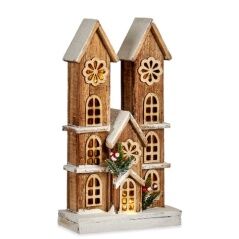 Decorative Figure Light House White Brown Wood 25 x 46 x 9 cm (6 Units)