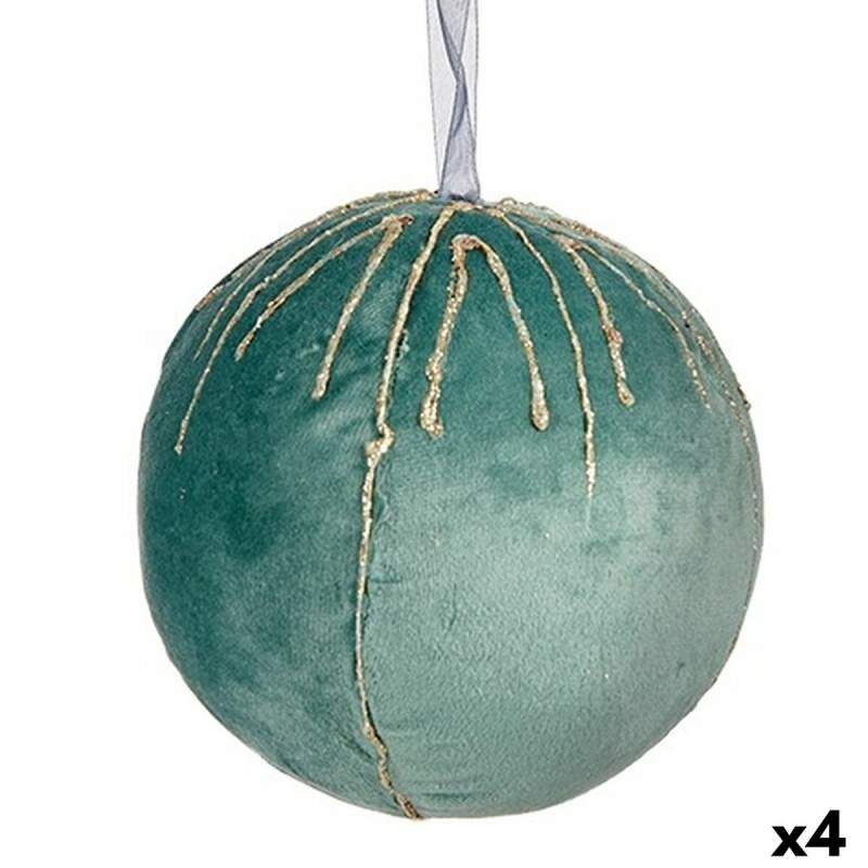 Set of Christmas balls Polyester Turquoise 12 x 12 x 12 cm (4 Units)