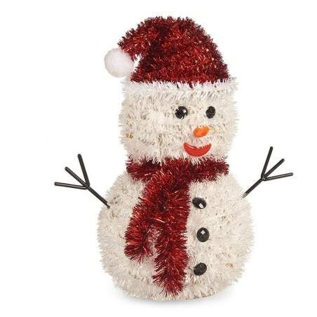 Statua Decorativa Pupazzo di Neve Tinsel Bianco Rosso polipropilene PET 24 x 26 x 14 cm (9 Unità)