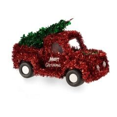 Decorative Figure Van Tinsel Red Green polypropylene PET 15 x 18 x 27 cm (8 Units)