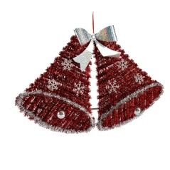 Decorazione Natalizia Ciondolo Cappe Tinsel Luce LED Bianco Rosso 52 x 31,5 x 7,5 cm (12 Unità)