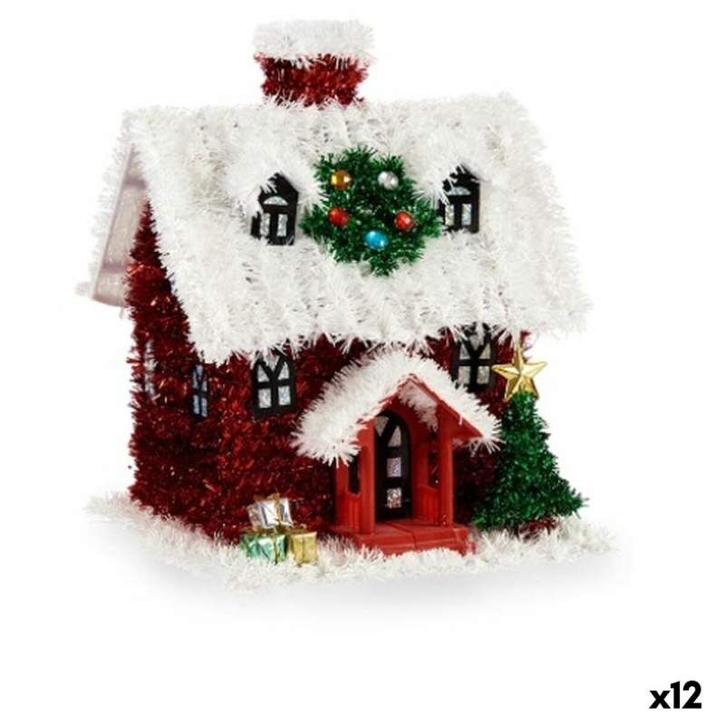 Statua Decorativa Casa Tinsel Bianco Rosso polipropilene PET 19 x 24,5 x 19 cm (12 Unità)