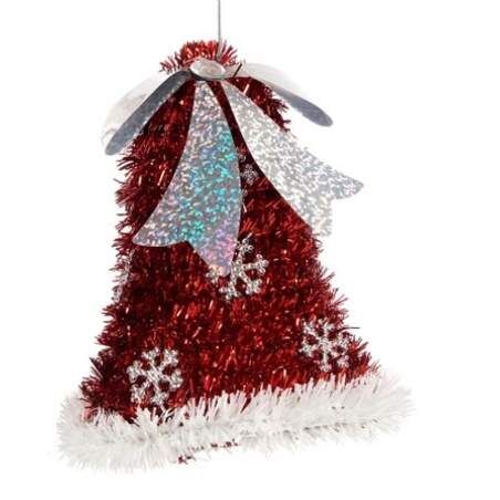 Decorazione Natalizia Ciondolo Cappe Tinsel Bianco Rosso 10,2 x 13 x 10,2 cm (36 Unità)