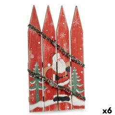 Decorazione pensile Insegna Babbo Natale Luce LED Rosso Plastica Legno MDF 34,7 x 4 x 60 cm (6 Unità)