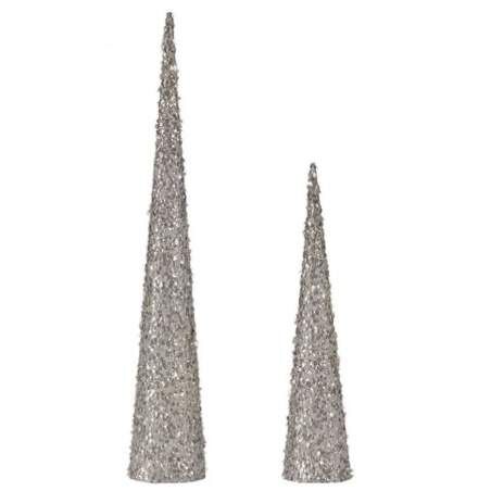 Set of Figures Cones Sequins White Plastic (4 Units)