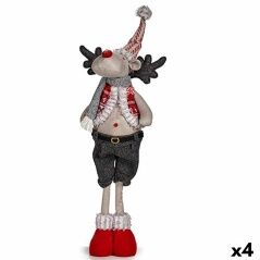 Decorative Figure Christmas Reindeer Red Grey Polyester 13 x 65 x 18 cm (4 Units)