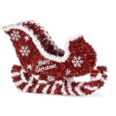 Decorative Figure Sledge Tinsel White Red polypropylene PET 32,5 x 23 x 12 cm (12 Units)