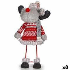 Decorative Figure Christmas Reindeer Red Grey 13 x 33,5 x 20 cm (8 Units)