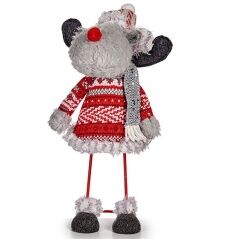 Decorative Figure Christmas Reindeer Red Grey 13 x 33,5 x 20 cm (8 Units)