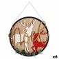 Hanging decoration Sign Christmas Reindeer Natural MDF Wood 29 x 1 x 29 cm (6 Units)