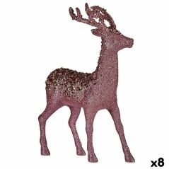 Decorative Figure Christmas Reindeer Pink Plastic 15 x 45 x 30 cm (8 Units)