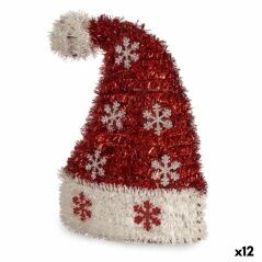 Statua Decorativa Cappello di Babbo Natale Tinsel Bianco Rosso polipropilene PET 17 x 23 x 9,5 cm (12 Unità)