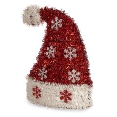 Statua Decorativa Cappello di Babbo Natale Tinsel Bianco Rosso polipropilene PET 17 x 23 x 9,5 cm (12 Unità)