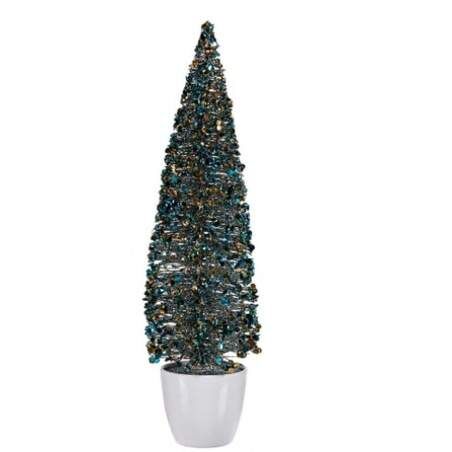 Statua Decorativa Albero di Natale Azzurro Dorato Plastica 10 x 38 x 10 cm (6 Unità)