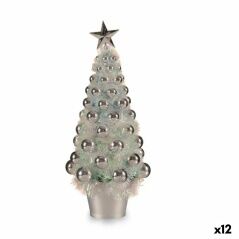 Statua Decorativa Albero di Natale Argentato polipropilene PET 16 x 37,5 x 16 cm (12 Unità)