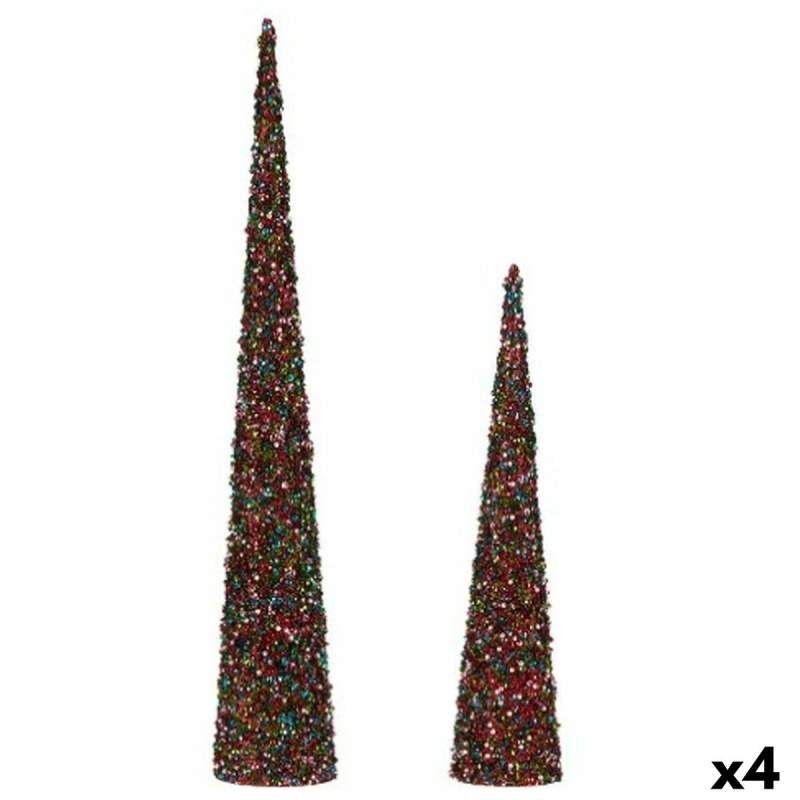 Set of Figures Cones Sequins Blue Fuchsia Plastic (4 Units)