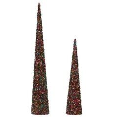 Set of Figures Cones Sequins Blue Fuchsia Plastic (4 Units)