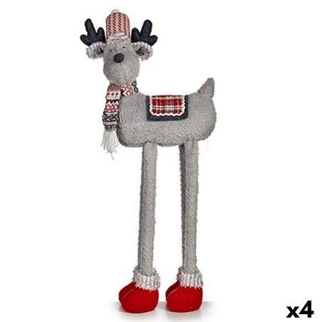 Decorative Figure Christmas Reindeer Red Grey 23 x 55 x 49 cm (4 Units)