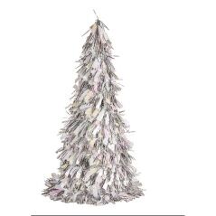 Decorative Figure Christmas Tree Tinsel Silver polypropylene PET 24 x 46 x 24 cm (24 Units)