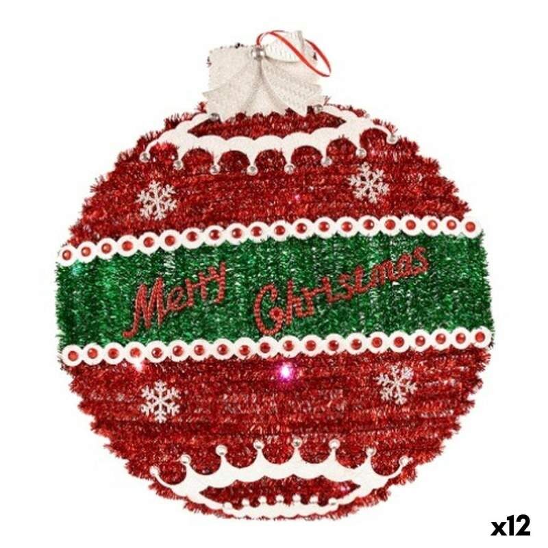 Decorazione Natalizia Ciondolo Palla di Natale Tinsel Luce LED Bianco Rosso polipropilene PET 40 x 5,5 x 40 cm (12 Unità)