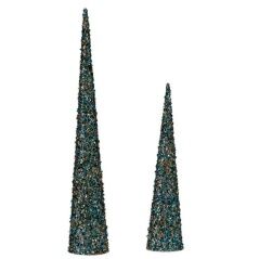 Set of Figures Cones Sequins Blue Golden Plastic (4 Units)