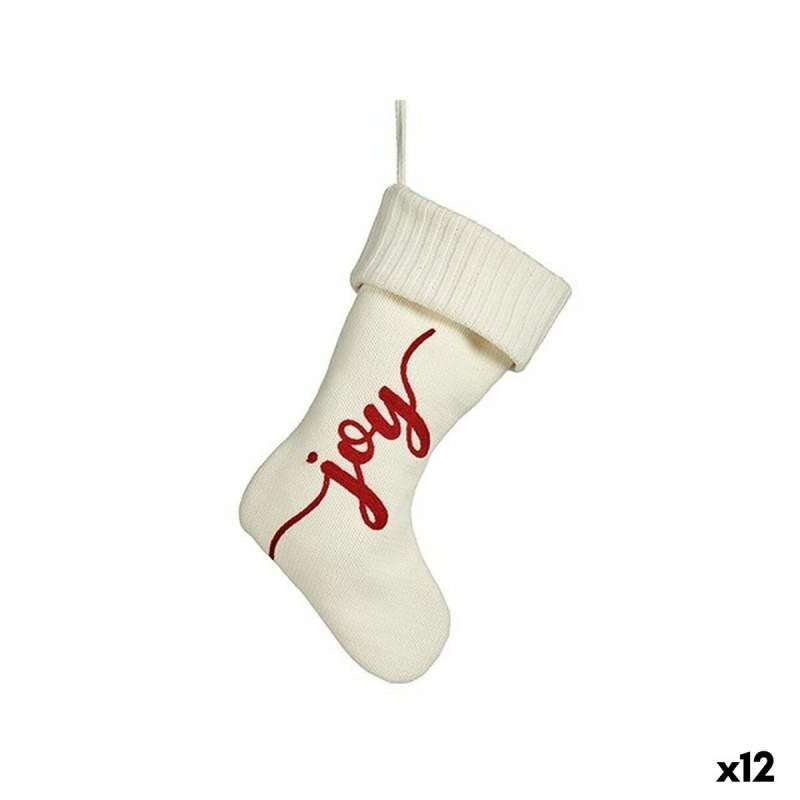 Christmas bauble Joy Christmas Stocking White Cloth 28 x 4 x 46 cm (12 Units)