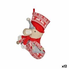 Decorazione Natalizia Calza di Natale Mouse Grigio Poliestere 31 x 5 x 48 cm (12 Unità)