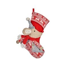 Decorazione Natalizia Calza di Natale Mouse Grigio Poliestere 31 x 5 x 48 cm (12 Unità)