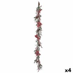 Christmas garland Branch Flowers Red Green 15 x 15 x 190 cm (4 Units)