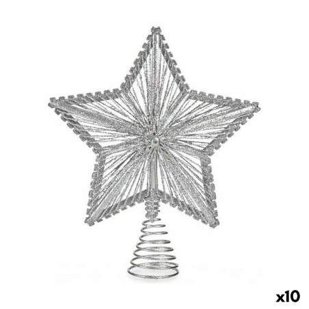 Christmas star Silver Steel Plastic 20 x 5 x 25 cm (10 Units)