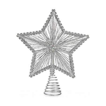 Christmas star Silver Steel Plastic 20 x 5 x 25 cm (10 Units)