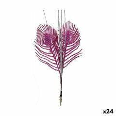 Christmas bauble Feather Fuchsia Plastic Glitter 20 x 38 x 0,5 cm (24 Units)