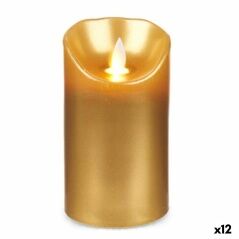 LED Candle Golden 8 x 8 x 15 cm (12 Units)