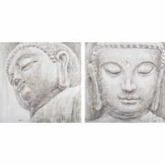 Quadro DKD Home Decor Buddha Orientale 80 x 3,5 x 80 cm (2 Unità)