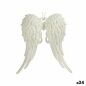 Christmas bauble Angel Wings White Plastic Glitter 13 x 14,5 x 2,5 cm (24 Units)