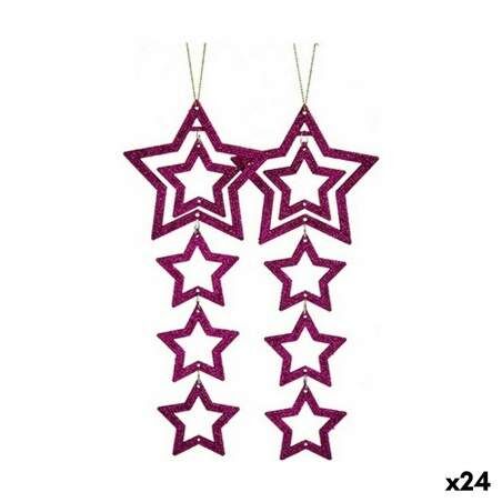 Set di Addobbi di Natale Stella Fucsia 19 x 0,2 x 23 cm (24 Unità)