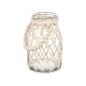 Candleholder Tin White Transparent Glass Rope 14 x 21 cm (6 Units)