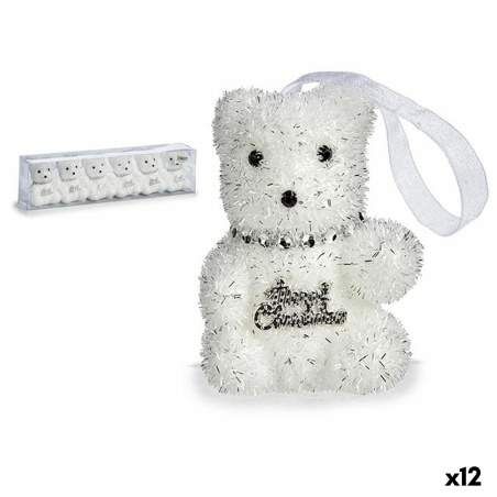 Set di Addobbi di Natale Orso Argentato Bianco 5,5 x 7 x 5,5 cm (12 Unità)