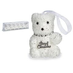 Set di Addobbi di Natale Orso Argentato Bianco 5,5 x 7 x 5,5 cm (12 Unità)