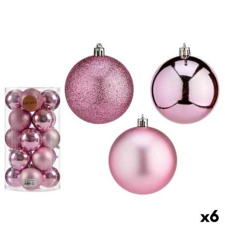 Set di palline di Natale Rosa Plastica Ø 8 cm (6 Unità)