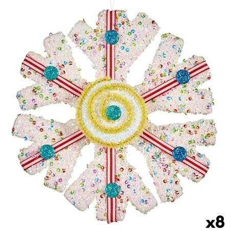 Christmas bauble Snowflakes White Red 17 x 6 x 17 cm (8 Units)