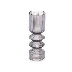 Vase Stripes Grey Crystal 8 x 23 x 8 cm (8 Units)