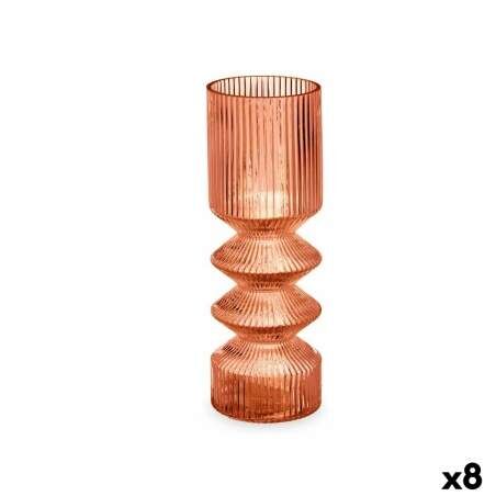 Vase Stripes Orange Crystal 8 x 23 x 8 cm (8 Units)