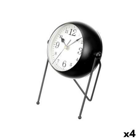 Table clock Black Metal 18 x 21 x 12 cm (4 Units)