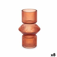 Vase Stripes Orange Crystal 9,5 x 16,5 x 9,5 cm (8 Units)