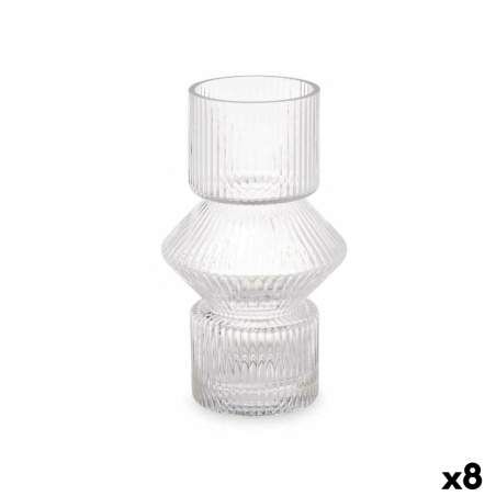 Vaso Righe Trasparente Cristallo 9,5 x 16,5 x 9,5 cm (8 Unità)